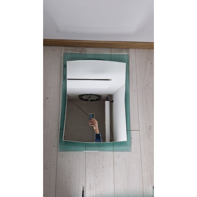 1960s Mirror in Aqua Green Glass, 1960s For Sale - Image 5 of 13