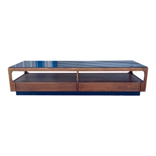 1950s Mid Century Walnut & Glass Coffee Table Designed John Keal for Brown Saltman For Sale