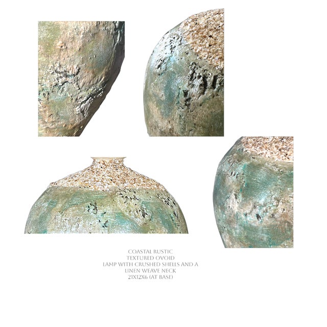 Mediterranean Tuscan Style, Aged Masonry, Coastal Crushed Shell Urn Table Lamp Base, Studio Original Statement Piece For Sale - Image 3 of 4