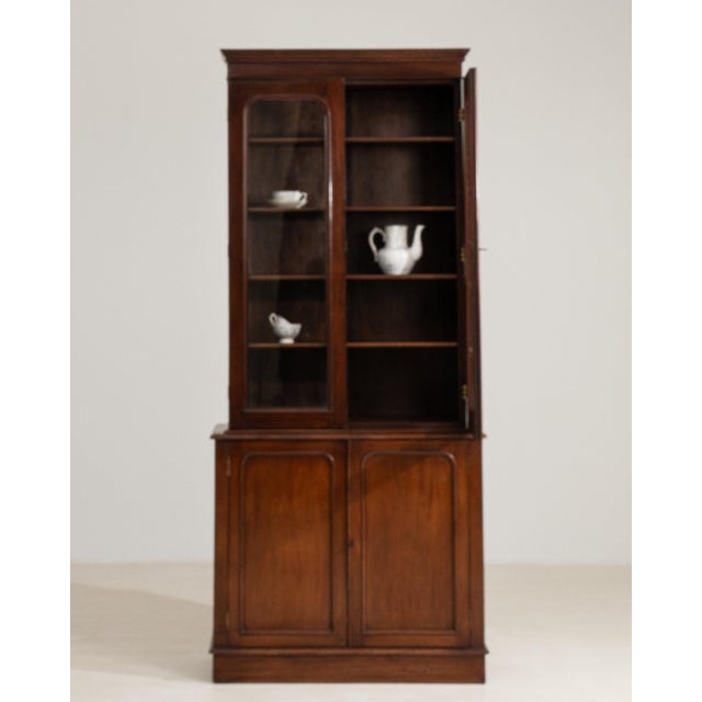 19th Century France Rich Mahogany Glazed Mahogany Bookcase Cabinet For Sale In Greensboro - Image 6 of 11