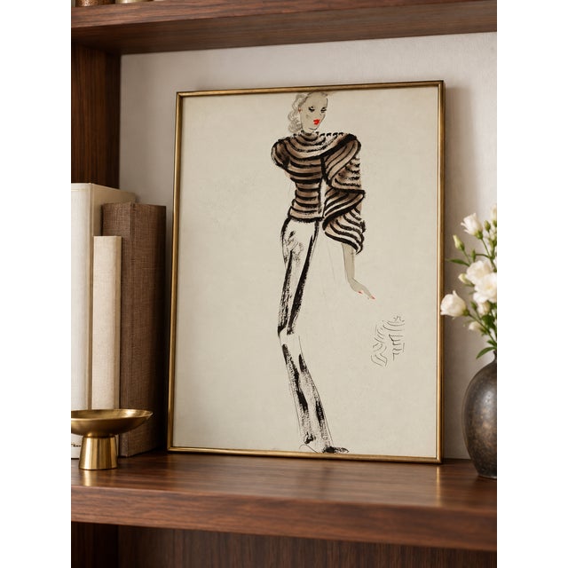 Bunny Williams Home Vintage French Fashion Art Print – Art Deco Couture Illustration, 24" X 32" For Sale - Image 4 of 9