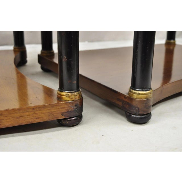 Late 20th Century French Empire Cherry Wood Black Column 1 Drawer Lamp End Table by Heritage, Pair For Sale - Image 9 of 11