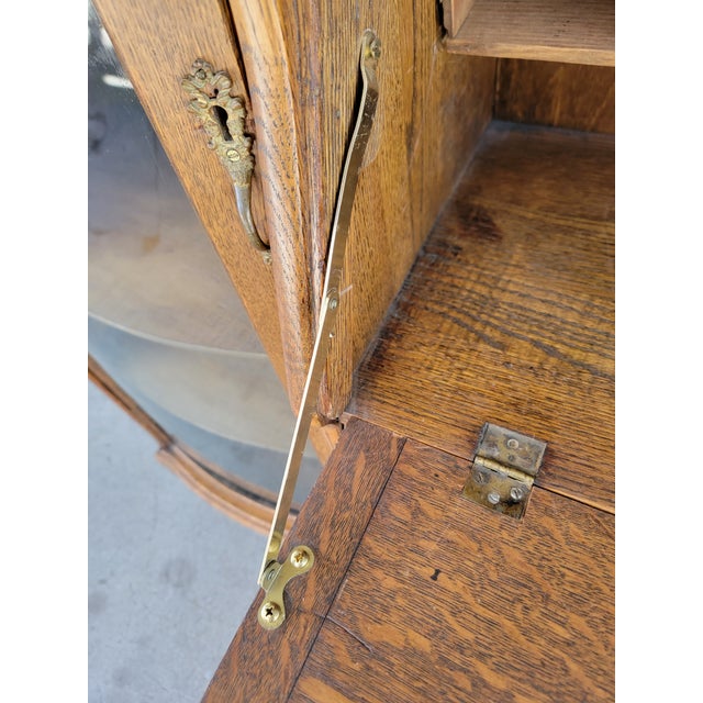 Antique Side by Side Desk, Display and Storage Cabinet. Tiger Oak Circa. 1900 For Sale - Image 12 of 18
