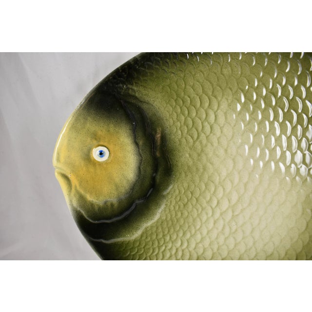 Italian Mid-Century Majolica Fish Service- Set of 7 For Sale - Image 10 of 13