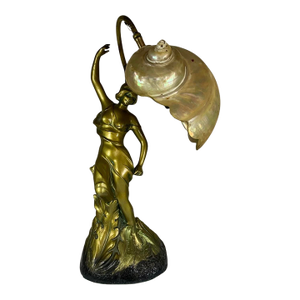 Art Nouveau Lady Nautilus Shell Lamp Circa 1900
