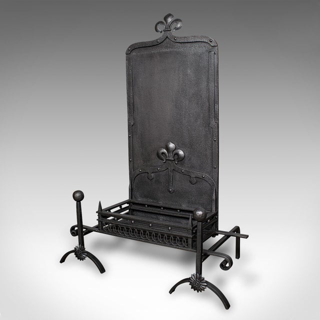 Victorian Antique Open Hearth Fireplace, English, Fire Basket, Andirons, Victorian, C.1900 For Sale - Image 3 of 11