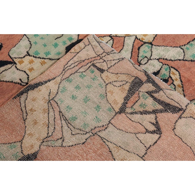 1950s Doris Leslie Blau Vintage French Art Deco Abstract Cream Beige Hand-Knotted Rug For Sale - Image 5 of 10