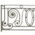 Antique Beaux-Arts style wrought iron balcony railing featuring ornate scrollwork and a central oval medallion....