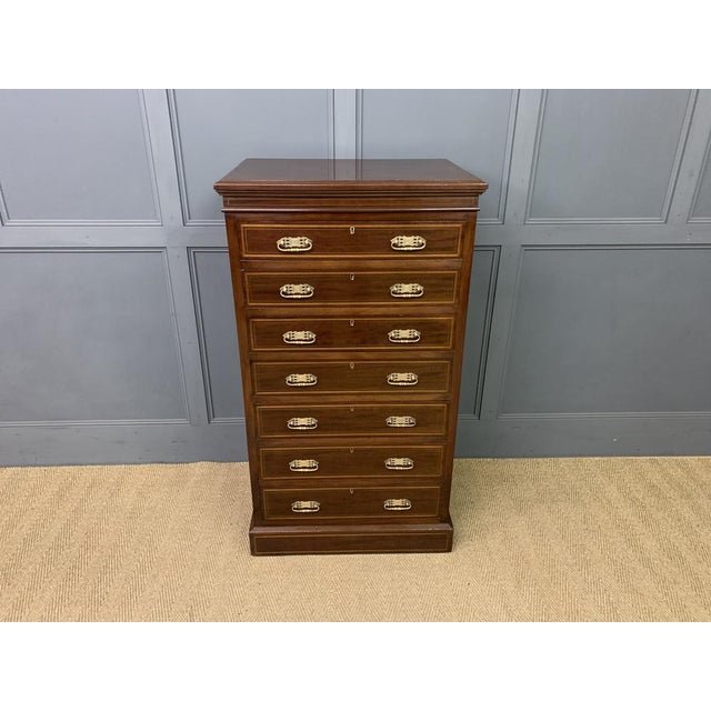 Inlaid Mahogany Pillar Chest from Maple & Co., 1900 For Sale - Image 14 of 15