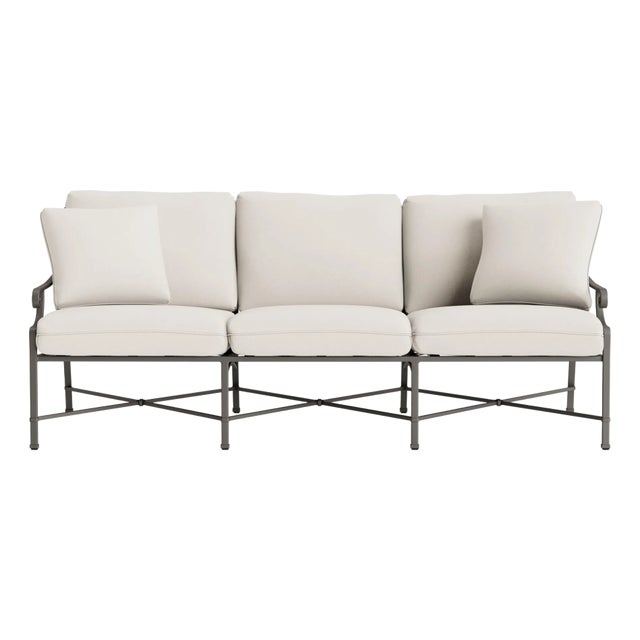 Brown Jordan Venetian Sofa, Mica frame with Fusion Natural fabric For Sale