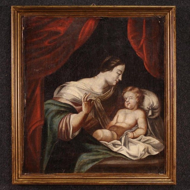 Madonna and Child, 1740, Small Oil on Canvas, Framed For Sale - Image 16 of 16