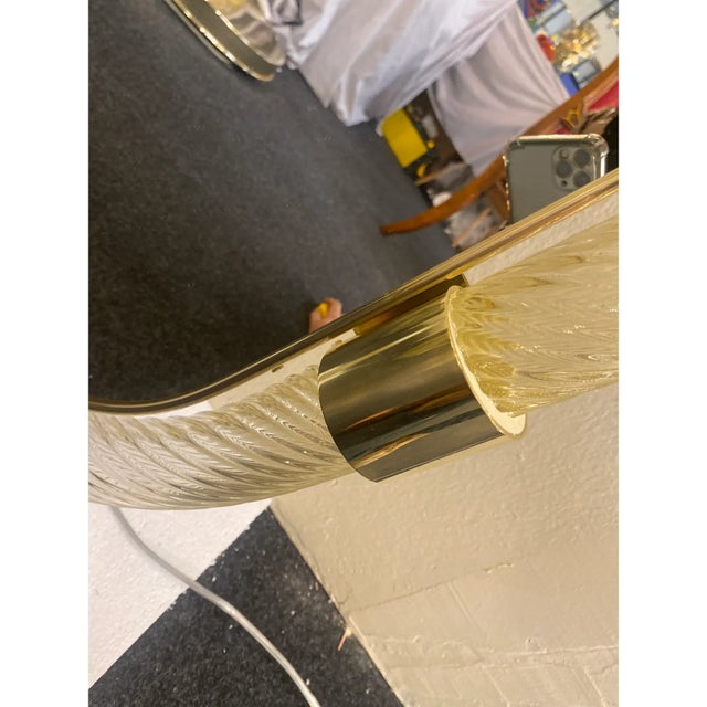 Gold Elegant “Torciglione” Gold Murano Glass Wall Mirror in Barovier Style For Sale - Image 8 of 10