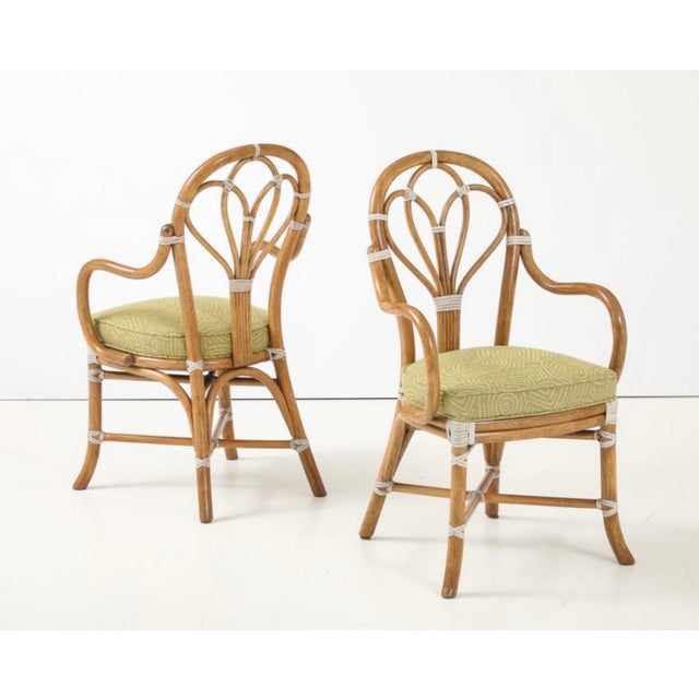 McGuire San Francisco Rattan With Rawhide Dining Chairs Set of 8 For Sale - Image 9 of 18