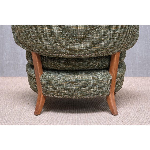 Vintage Lounge Chair in Green Pierre Frey Tweed and Beech by Otto Schulz, Sweden, 1940s For Sale - Image 12 of 17