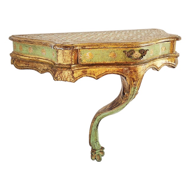Vintage Italian Florentine Handpainted Wall Mounted Console Table For Sale