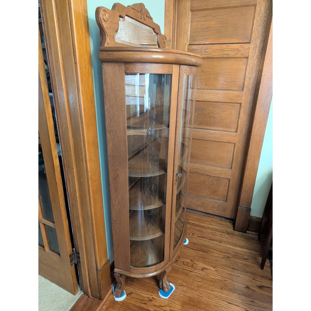 Antique Curved Glass Curio Cabinet For Sale - Image 10 of 11