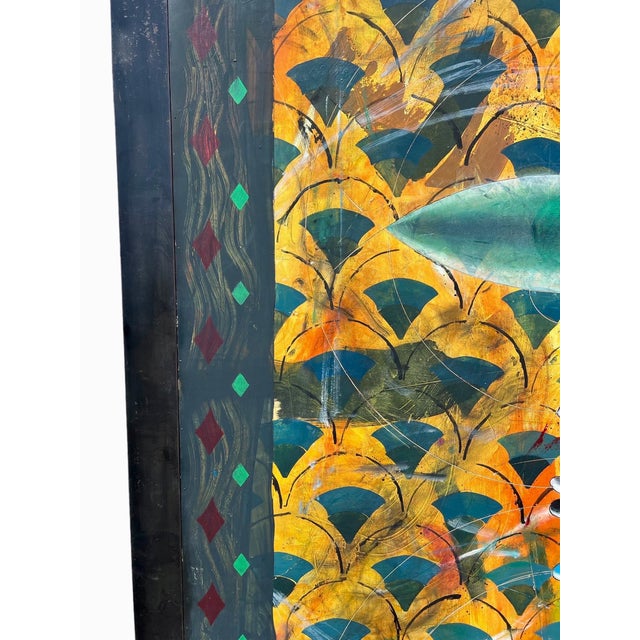 Yuval ShaulLarge Israeli Abstract Pattern & Decoration Oil Painting Yuval Shaul Steel Frame For Sale In Miami - Image 6 of 10