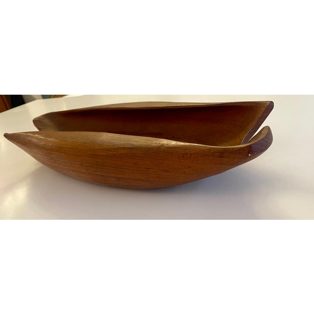 Sculptural Wooden Bowl in Teak, 1950 For Sale - Image 6 of 10