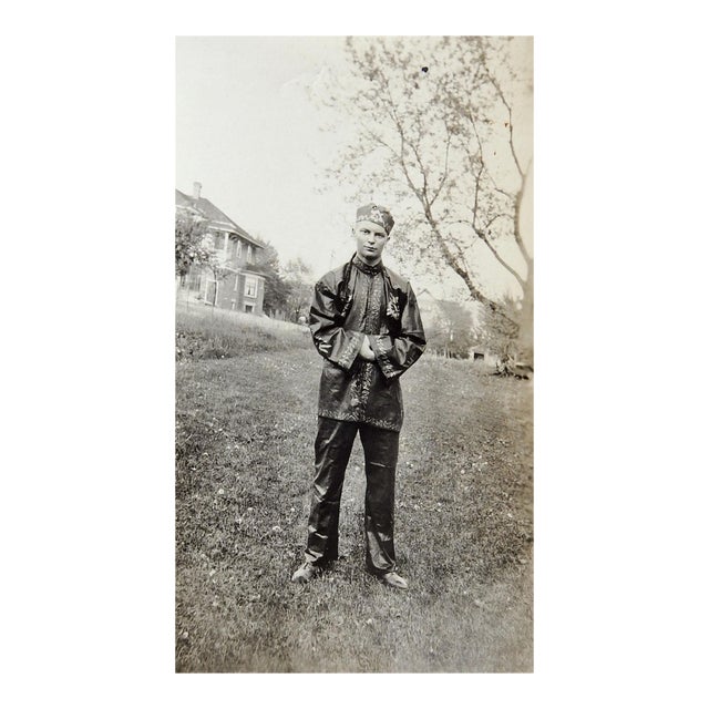 Early 20th Century Snapshot Photograph Handsome Man in Costume For Sale