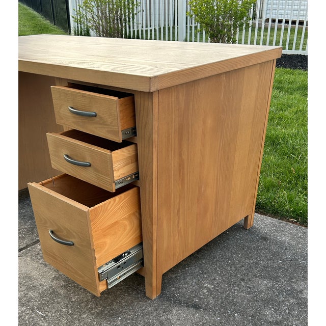 Vtg. Ethan Allen Light Oak Transitional Style Computer/Writing Desk For Sale - Image 10 of 14