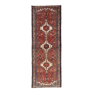 Vintage Tribal Runner 3’9” X 10’3” Red Wool Hand-Knotted Oriental Rug For Sale
