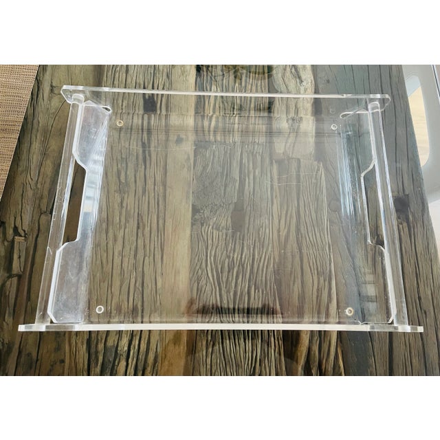 13” by 19” lucite tray with handles,. American mid century modern. Piece if home decor. Great vintage condition, some...