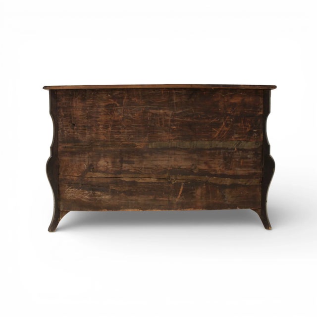 French 18th Century French Black Antique Mazarine Chest With Bronze Hardware For Sale - Image 3 of 4