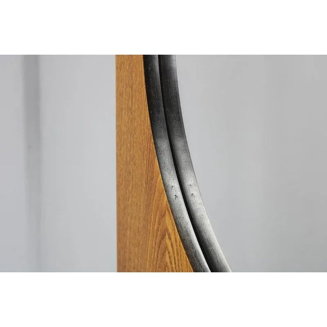 Brown Large Oak Square Mirror, Former Czechoslovakia, 1970s For Sale - Image 8 of 12