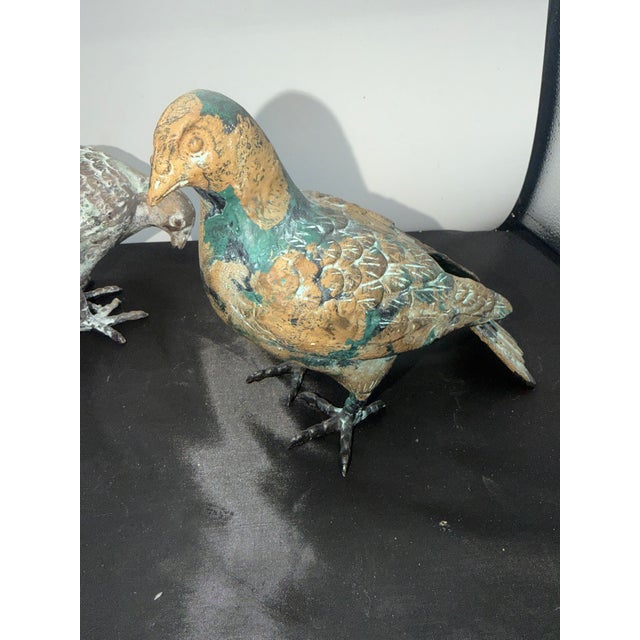 Set of 5 Metal Pigeons in Heavy Metal Possibly Bronze For Sale - Image 9 of 13