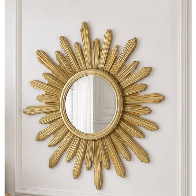 Convex Sunburst Mirror in Gold Resin For Sale - Image 10 of 10