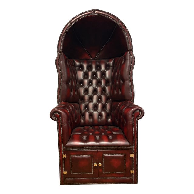 Porters Chair in Burgundy Leather For Sale