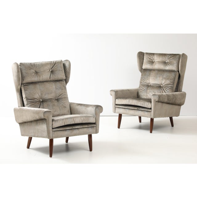 Svend Skipper High Back Lounge Chairs in Barbara Barry Couture Fabric For Sale - Image 12 of 12
