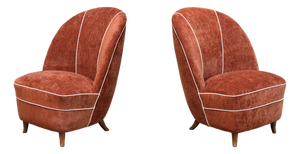 Chairs in Dedar Chenille and Walnut from Guglielmo Ulrich, Italy, 1940s, Set of 2