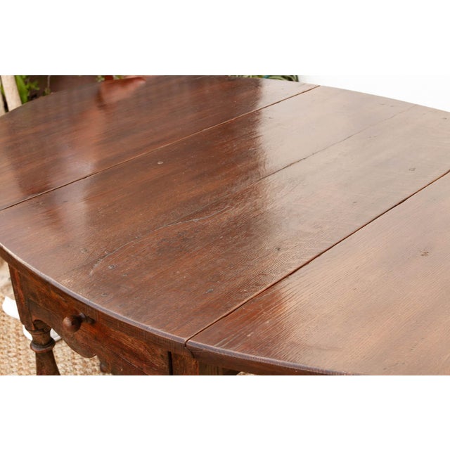 Antique English Oak Gateleg Drop Leaf Table For Sale In Los Angeles - Image 6 of 13