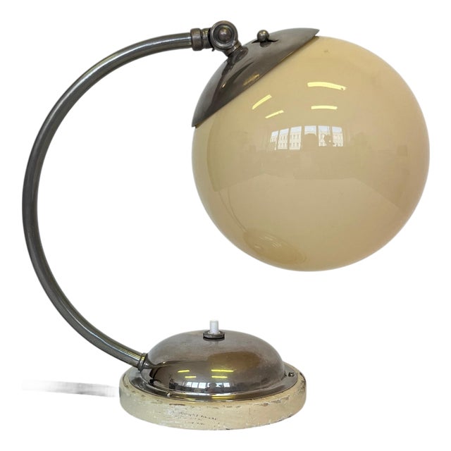 Vintage Bauhaus Adjustable Table Lamp in Chrome and Glass, 1930s For Sale