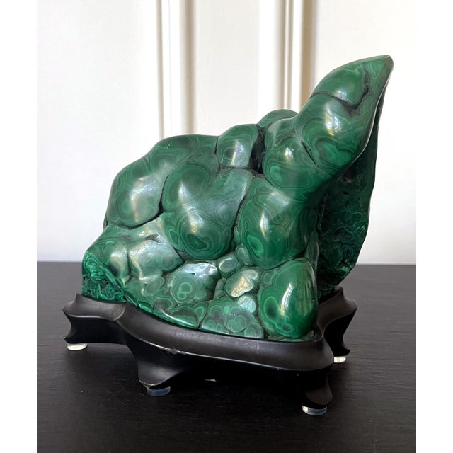 Malachite Rock on Display Stand as a Viewing Stone For Sale In Atlanta - Image 6 of 13