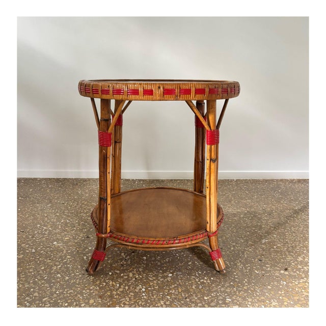 French Bamboo and Cane Side Table, 1950s For Sale - Image 9 of 9