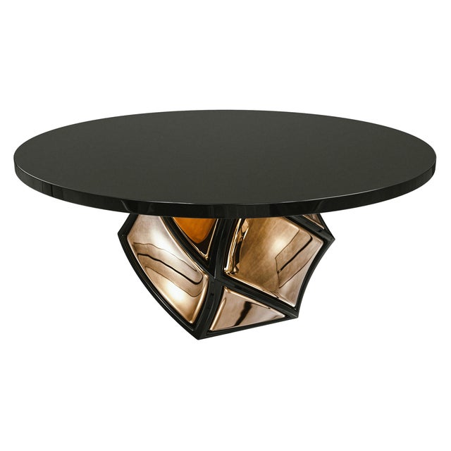 Metal "Manchot" Round Table With Stainless Steel, Bronze, Handmade For Sale - Image 7 of 9