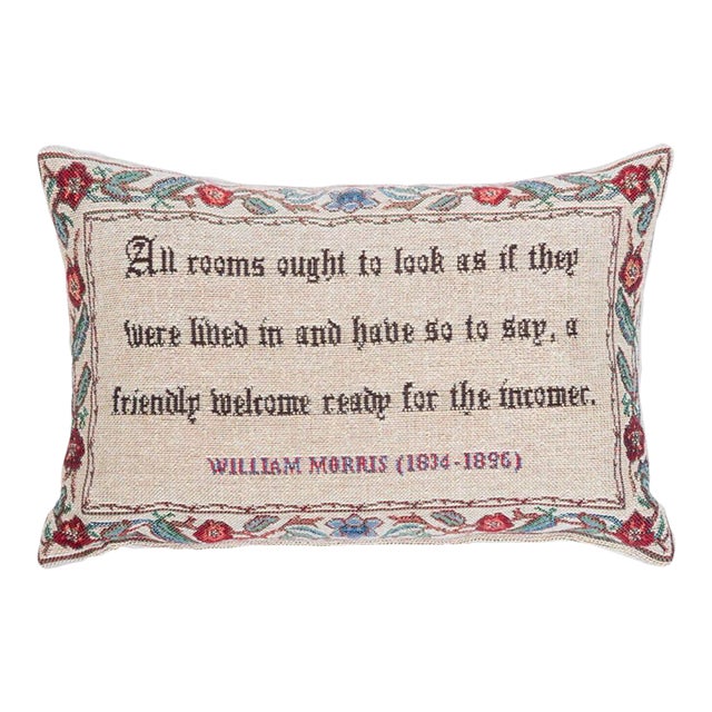 A Friendly Welcome Fibre Filled Tapestry Cushion With Feather Filler - 20x32cm (8"x13") For Sale