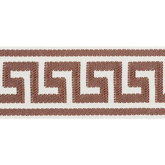 Mediterranean Schumacher Etienne Silk Greek Key Trim Wide in Brown For Sale - Image 3 of 3