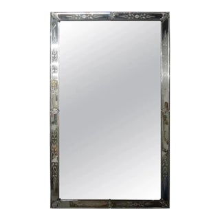 Large 1940s Venetian Mirror, Etched and Beveled For Sale