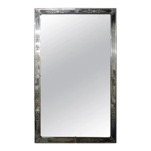 Large 1940s Venetian Mirror, Etched and Beveled