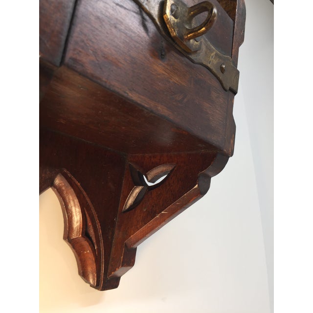 Antique Gothic Trefoil Walnut Donation Box With Lockable Swing Lid For Sale - Image 12 of 18