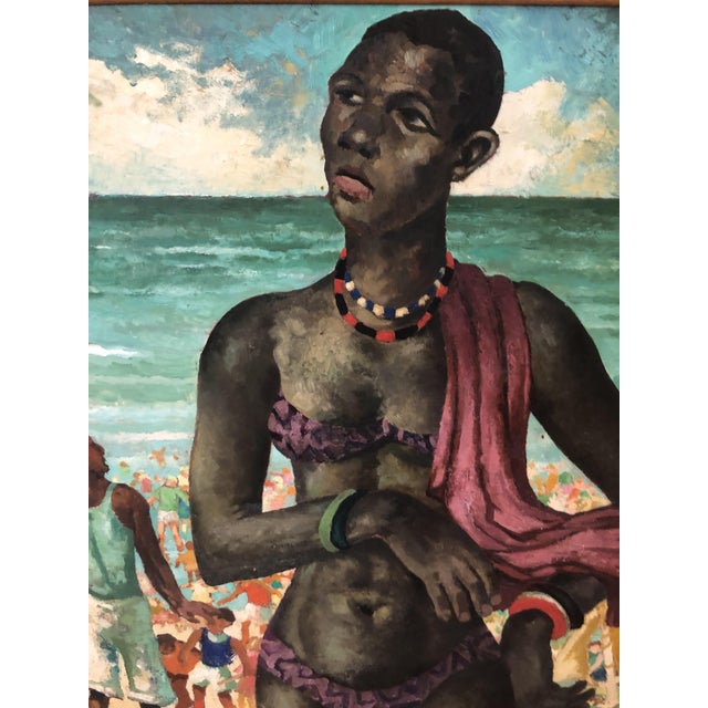 Raymond Diericks, The Beach, 1950s, Oil Painting on Panel, Framed For Sale - Image 3 of 6