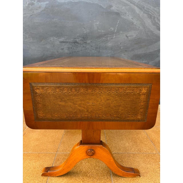 Spanish Drop-Leaf Writing Table with Leather Top, 1950 For Sale - Image 9 of 11