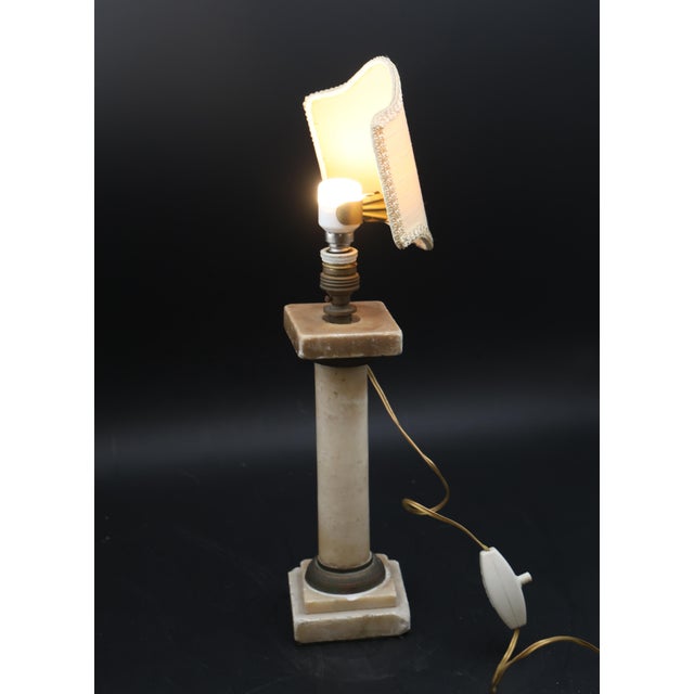 Alabaster Vintage Art Decò Alabaster Table Lamp For Sale - Image 8 of 13
