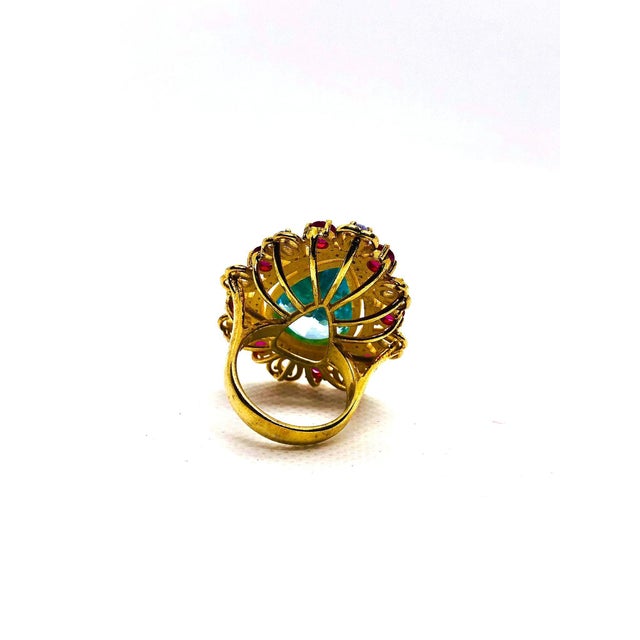 Bochic “Capri” Vintage Ruby, Tanzanite & Diamond Ring Set In 18K Gold & Silver For Sale - Image 4 of 8