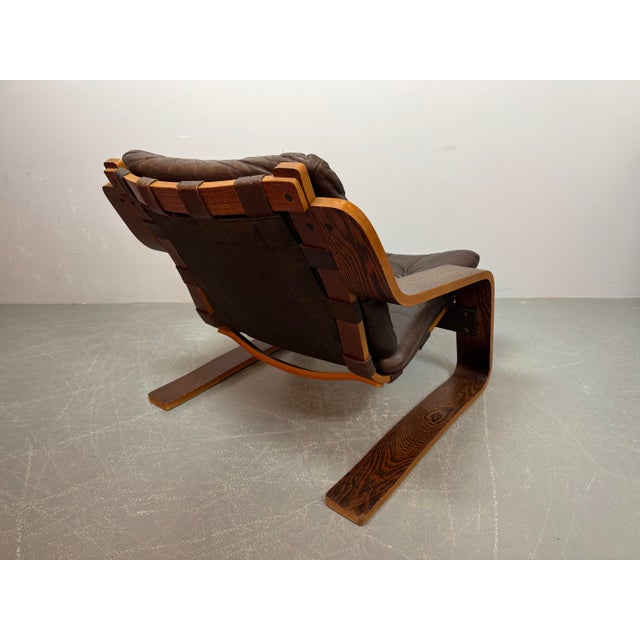 1970s Mid-Century Leather Lounge Chair on Plywood Frame, the Netherlands 1970s For Sale - Image 5 of 10