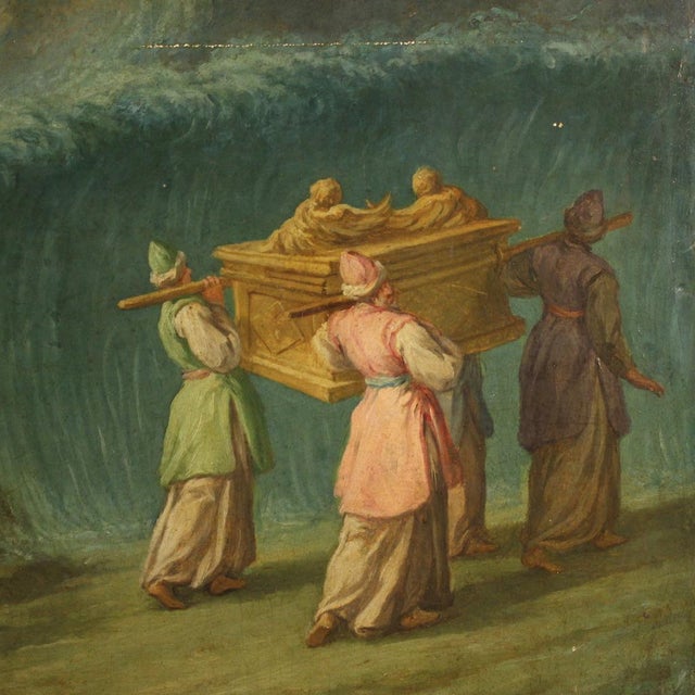 Italian Artist, The Crossing of the Jordan with the Ark of the Covenant, 1770, Oil on Panel For Sale - Image 11 of 15