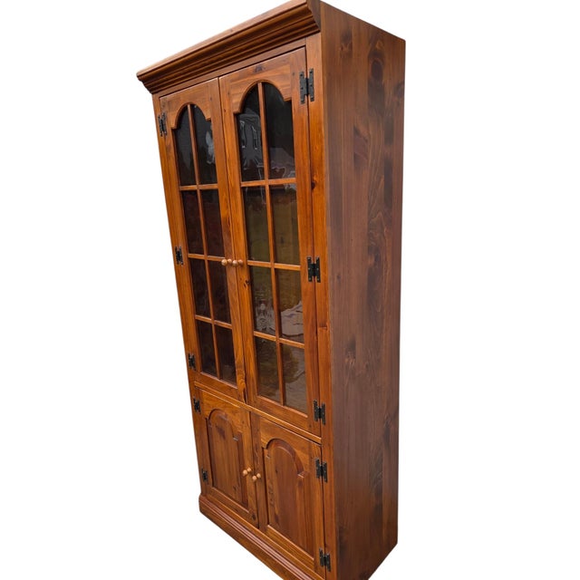 Ethan Allen Country Craftsman Hutch China Cabinet Shelf Display Knotty Pine For Sale In Philadelphia - Image 6 of 12
